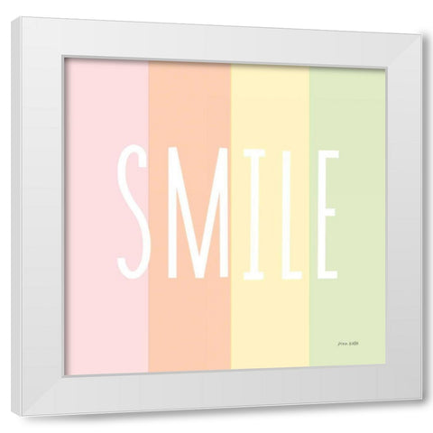 Smile Rainbow White Modern Wood Framed Art Print by Kelle, Ann
