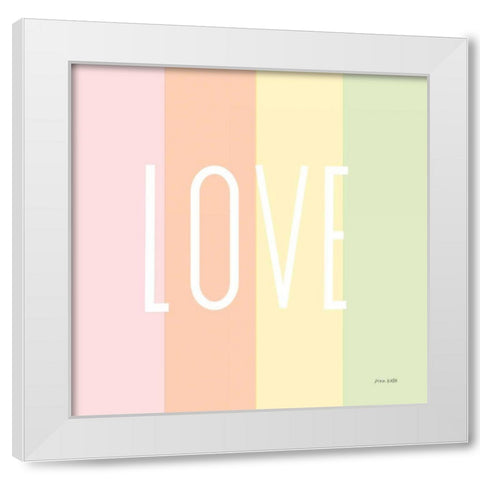 Love Rainbow White Modern Wood Framed Art Print by Kelle, Ann
