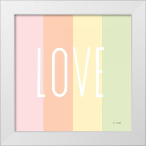 Love Rainbow White Modern Wood Framed Art Print by Kelle, Ann