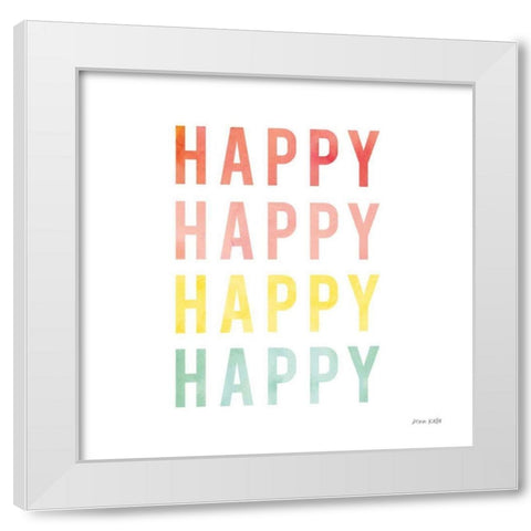 Happy Happy White Modern Wood Framed Art Print by Kelle, Ann