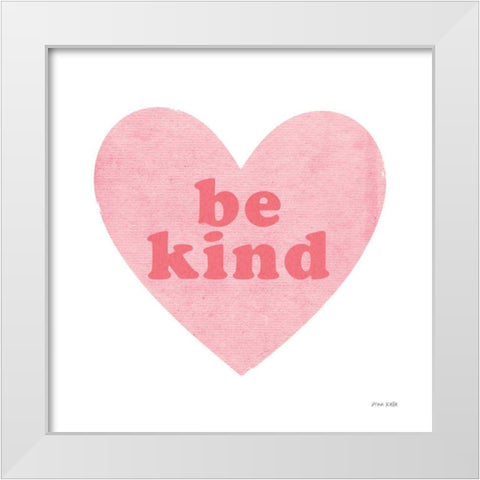 Be Kind Heart White Modern Wood Framed Art Print by Kelle, Ann