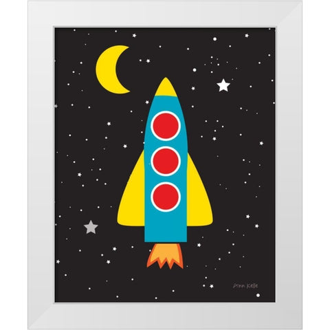 Blast Off White Modern Wood Framed Art Print by Kelle, Ann