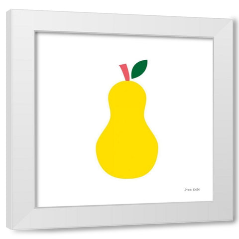 Yellow Pear White Modern Wood Framed Art Print by Kelle, Ann