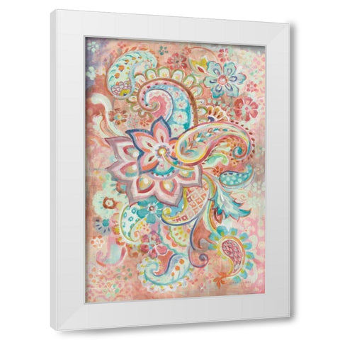 Paisley Galore White Modern Wood Framed Art Print by Nai, Danhui