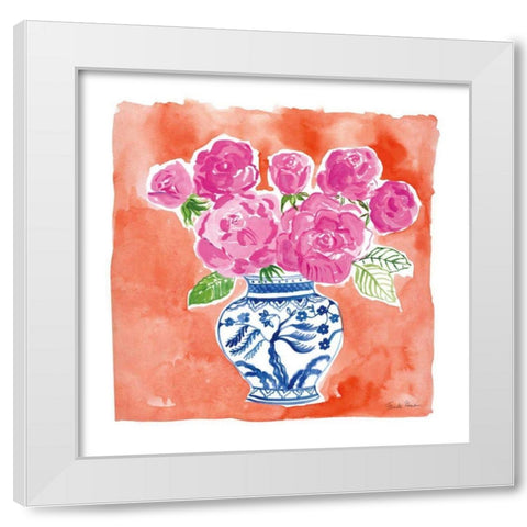 Chinoiserie Roses I White Modern Wood Framed Art Print by Zaman, Farida