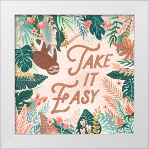 Jungle Hangout III White Modern Wood Framed Art Print by Marshall, Laura