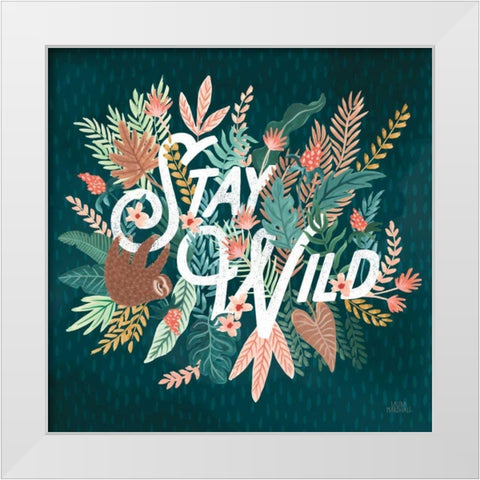 Jungle Hangout V White Modern Wood Framed Art Print by Marshall, Laura