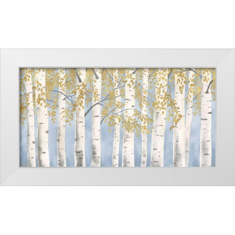 Fresh Forest Light Blue Gold White Modern Wood Framed Art Print by Wiens, James