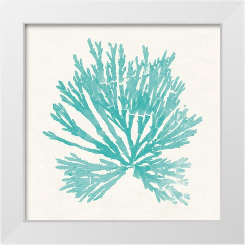 Pacific Sea Mosses II Aqua White Modern Wood Framed Art Print by Wild Apple Portfolio