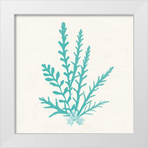 Pacific Sea Mosses III Aqua White Modern Wood Framed Art Print by Wild Apple Portfolio