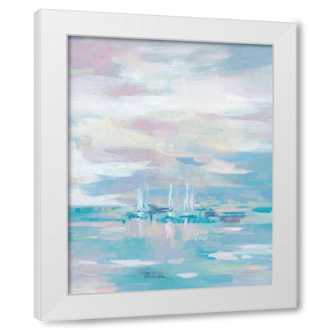 Blue Waves Crop White Modern Wood Framed Art Print by Vassileva, Silvia