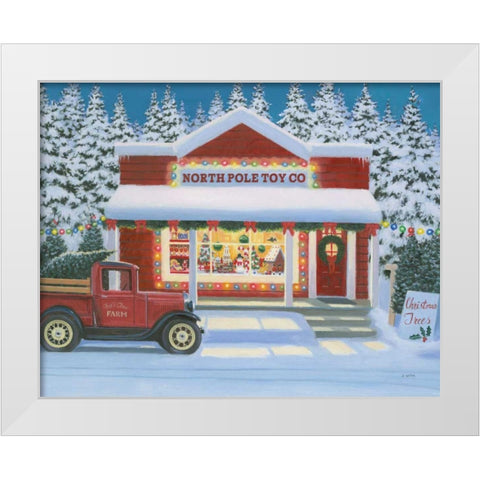 Holiday Moments II North Pole White Modern Wood Framed Art Print by Wiens, James