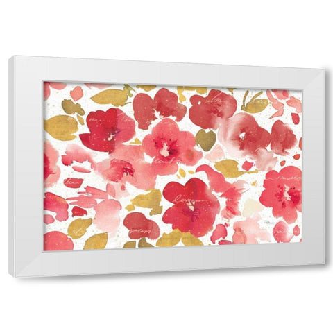 Floral Flow I Red Gold White Modern Wood Framed Art Print by Studio, Pela