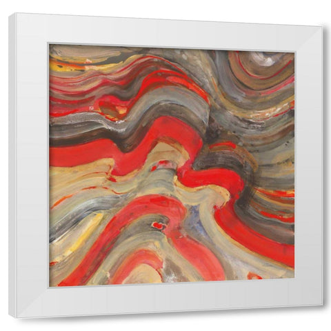 Floating Lava Red White Modern Wood Framed Art Print by Hristova, Albena