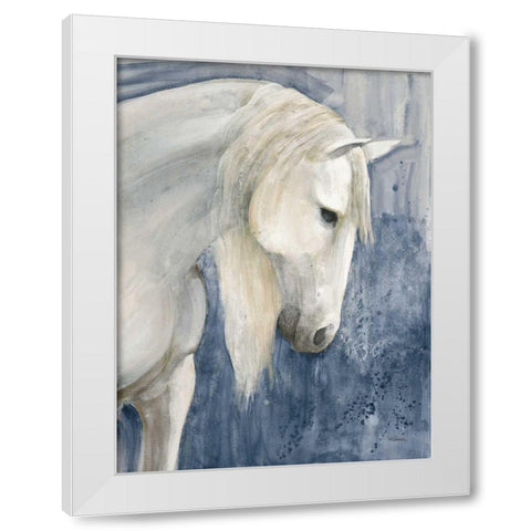 Calm Navy White Modern Wood Framed Art Print by Hristova, Albena