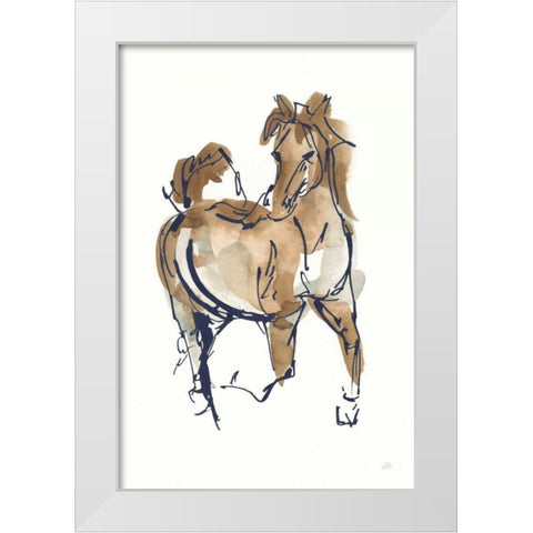 Sketchy Horse V Navy White Modern Wood Framed Art Print by Paschke, Chris