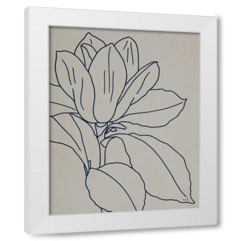 Magnolia Line Drawing v2 Gray Crop White Modern Wood Framed Art Print by Hershey, Moira