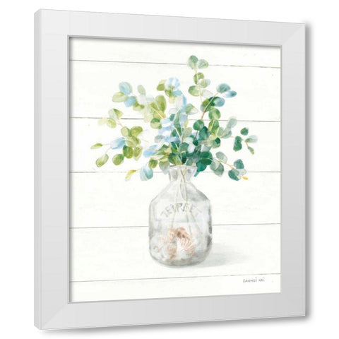 Beach Flowers IV Vase White Modern Wood Framed Art Print by Nai, Danhui