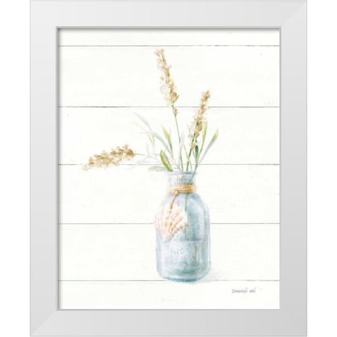 Beach Flowers III Neutral White Modern Wood Framed Art Print by Nai, Danhui