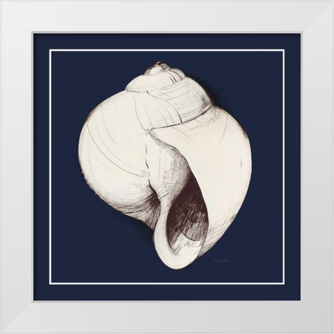 Coastal Shell I with Border Navy White Modern Wood Framed Art Print by Tillmon, Avery