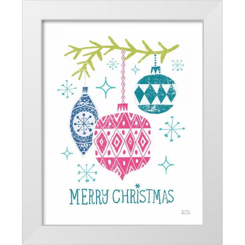 Merry Christmastime Ornament Bright White Modern Wood Framed Art Print by Mullan, Michael