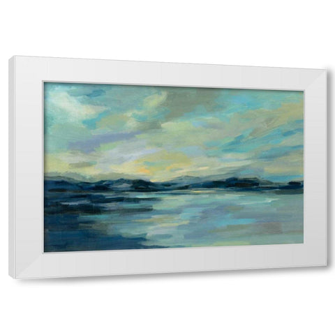 Indigo Sea White Modern Wood Framed Art Print by Vassileva, Silvia
