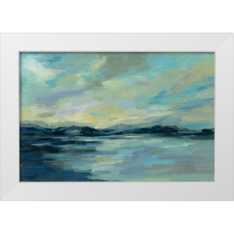Indigo Sea White Modern Wood Framed Art Print by Vassileva, Silvia