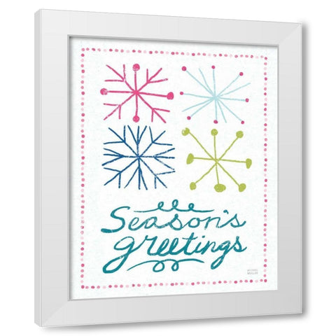 Merry Christmastime Snow Flake Bright White Modern Wood Framed Art Print by Mullan, Michael