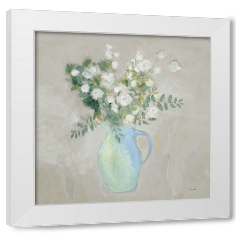 A Pitcher of Garden Flowers Light Sq White Modern Wood Framed Art Print by Clark, Michael