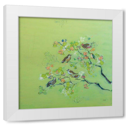 Bird Song White Modern Wood Framed Art Print by Day, Kellie