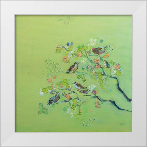 Bird Song White Modern Wood Framed Art Print by Day, Kellie