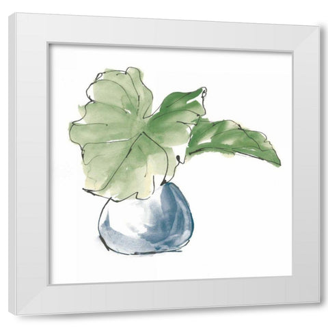 Plant Big Leaf I Dark Green White Modern Wood Framed Art Print by Paschke, Chris