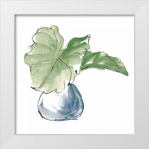 Plant Big Leaf I Dark Green White Modern Wood Framed Art Print by Paschke, Chris