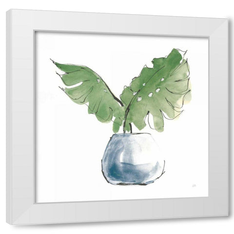 Plant Big Leaf II Dark Green White Modern Wood Framed Art Print by Paschke, Chris