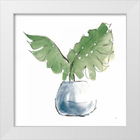 Plant Big Leaf II Dark Green White Modern Wood Framed Art Print by Paschke, Chris