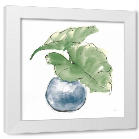 Plant Big Leaf III Dark Green White Modern Wood Framed Art Print by Paschke, Chris