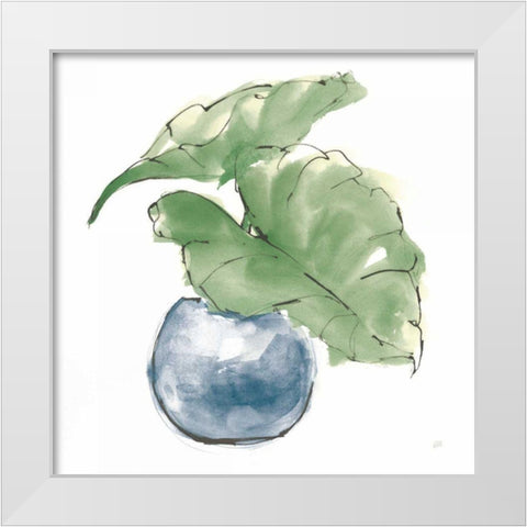 Plant Big Leaf III Dark Green White Modern Wood Framed Art Print by Paschke, Chris