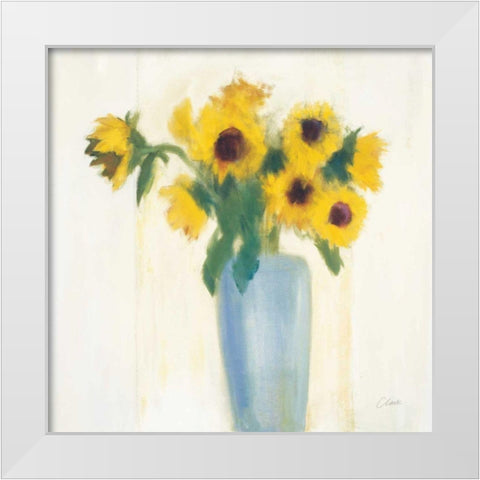 Sunflowers in Blue White Modern Wood Framed Art Print by Clark, Michael