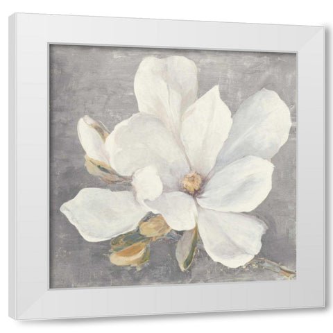 Serene Magnolia Light Gray White Modern Wood Framed Art Print by Purinton, Julia