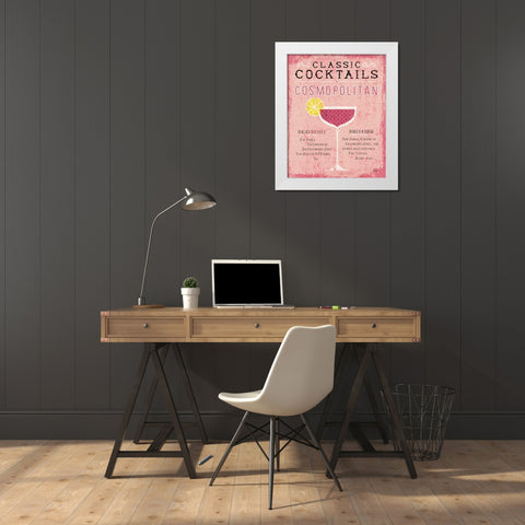 Classic Cocktails Cosmopolitan Pink White Modern Wood Framed Art Print by Mullan, Michael