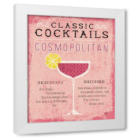 Classic Cocktails Cosmopolitan Pink White Modern Wood Framed Art Print by Mullan, Michael