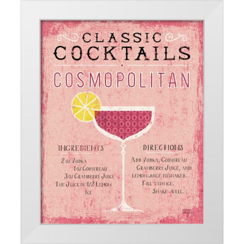 Classic Cocktails Cosmopolitan Pink White Modern Wood Framed Art Print by Mullan, Michael