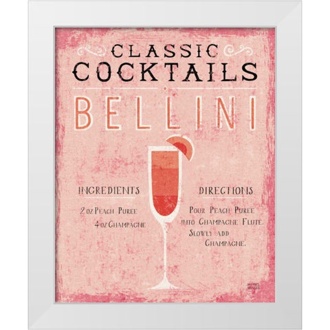 Classic Cocktails Bellini Pink White Modern Wood Framed Art Print by Mullan, Michael