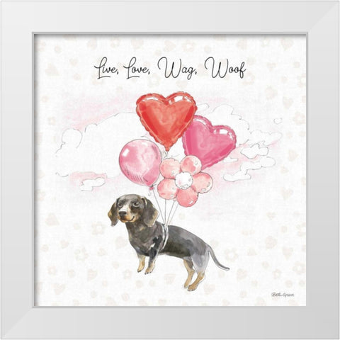 Paws of Love V Pink White Modern Wood Framed Art Print by Grove, Beth