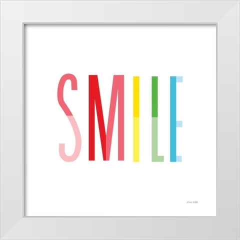 Smile White Modern Wood Framed Art Print by Kelle, Ann