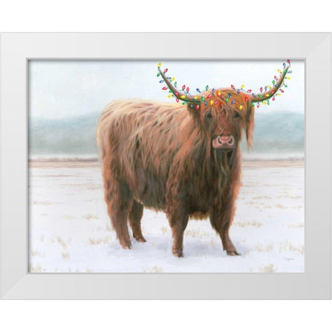 King of the Highland Fields Lights Crop White Modern Wood Framed Art Print by Wiens, James