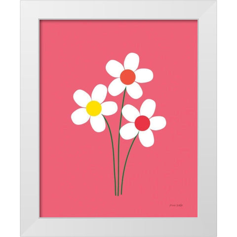 Daisies I White Modern Wood Framed Art Print by Kelle, Ann
