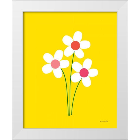 Daisies II White Modern Wood Framed Art Print by Kelle, Ann