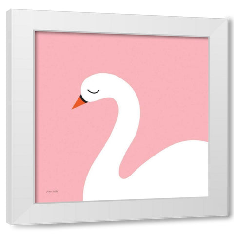 Swan White Modern Wood Framed Art Print by Kelle, Ann