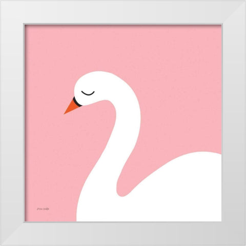 Swan White Modern Wood Framed Art Print by Kelle, Ann